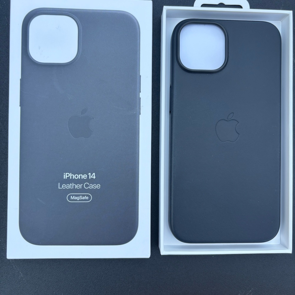 iPhone 14 black leather case